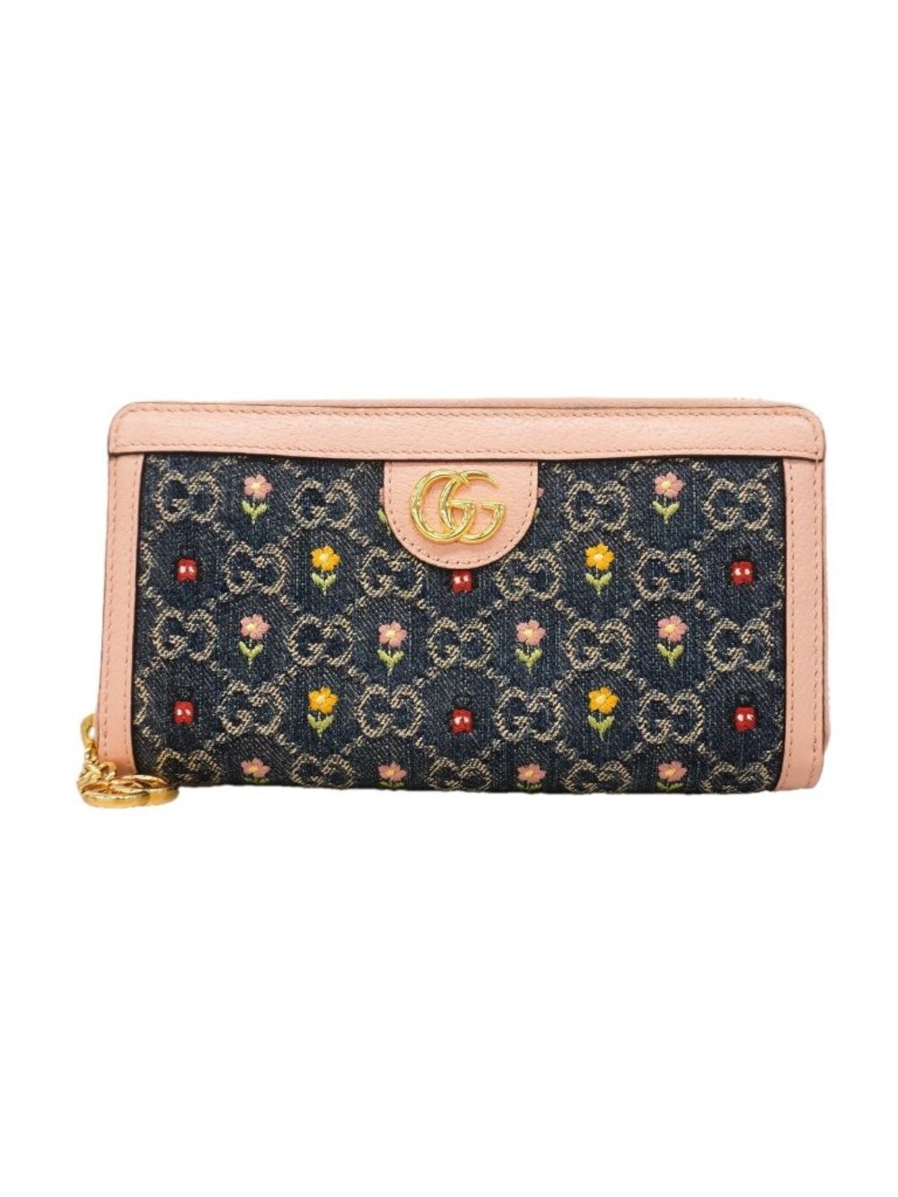 Gucci Wallet Ophidia Denim Blue Pink Gold